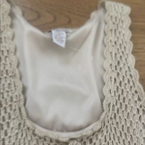 Beige Crochet Sleeveless Top